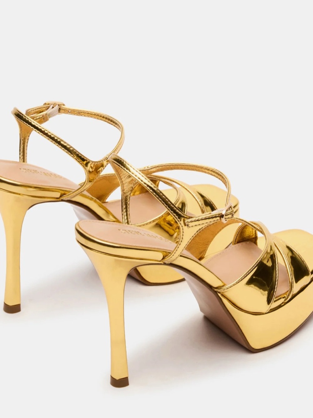 Steve Madden Gold Metallic Platform Sandals with Ankle Strap - Picture 7 of 13